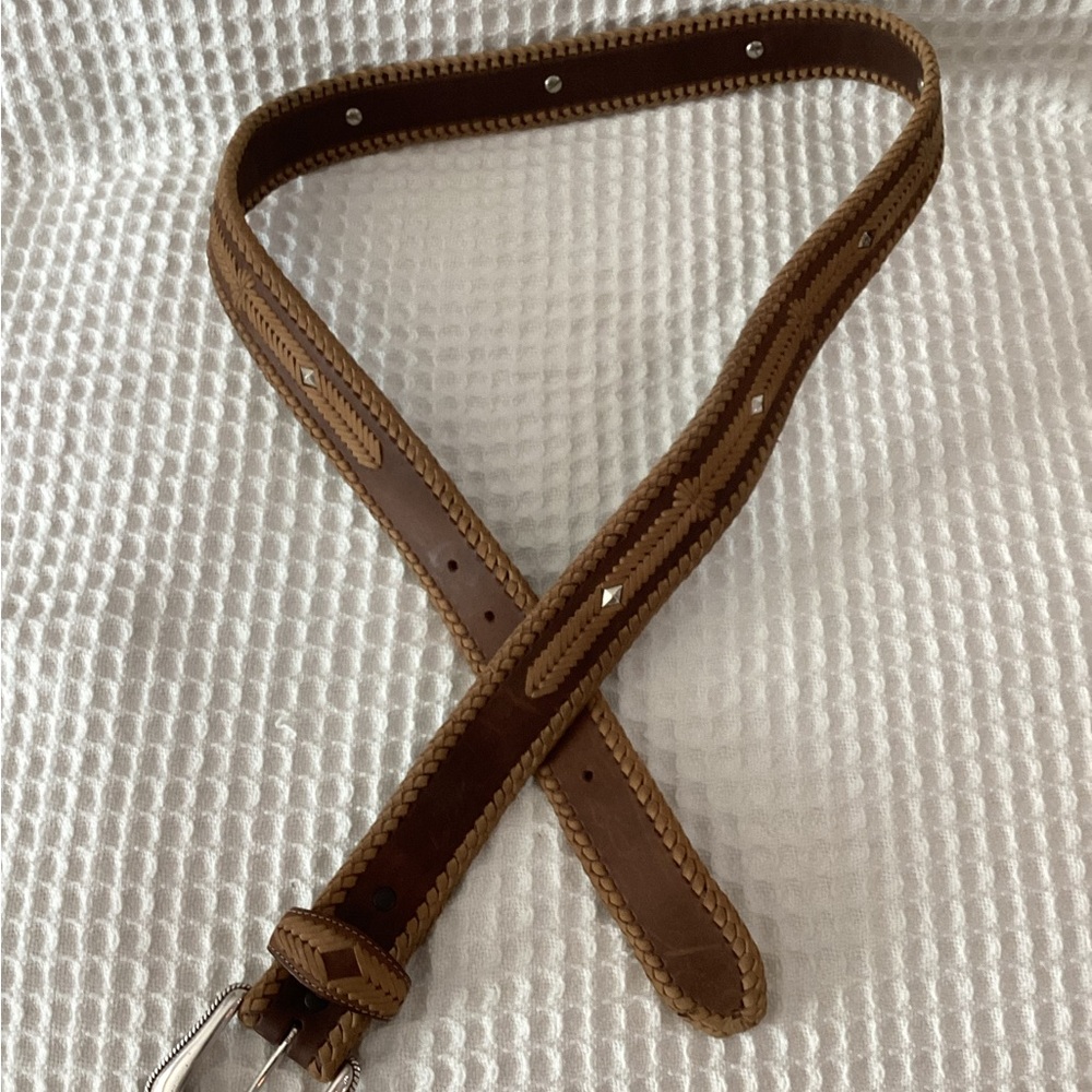 Men’s Justin Braided Leather Belt C10609 Silver Buckle size 48